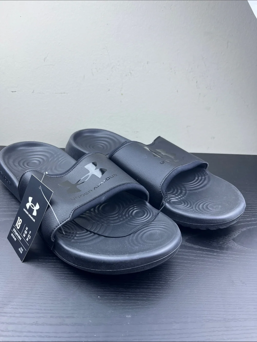 Under Armour Ignite Select Black Men's Size 18 Slide Sandals Logo‎ Comfort